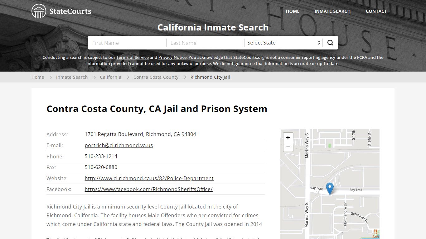 Richmond City Jail Inmate Records Search, California - StateCourts