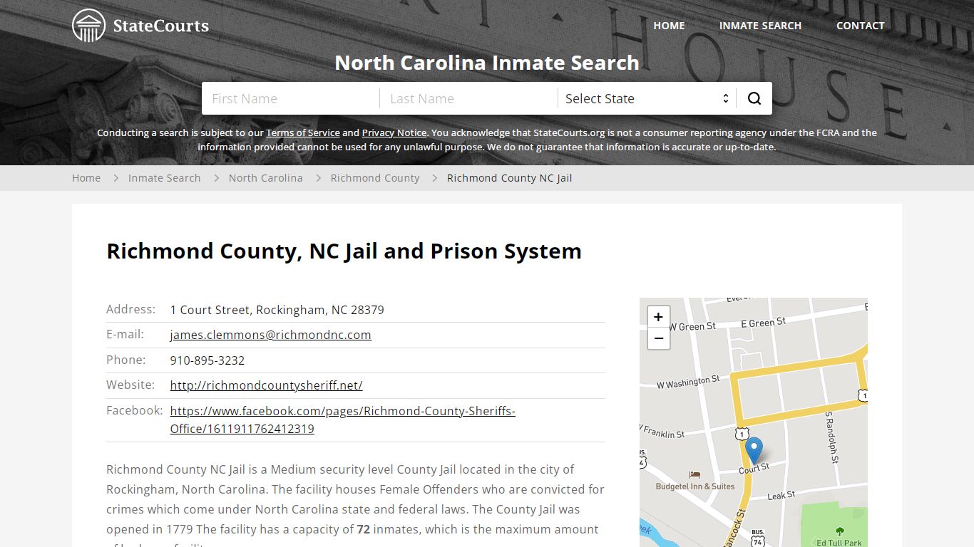 Richmond County NC Jail Inmate Records Search, North Carolina - StateCourts